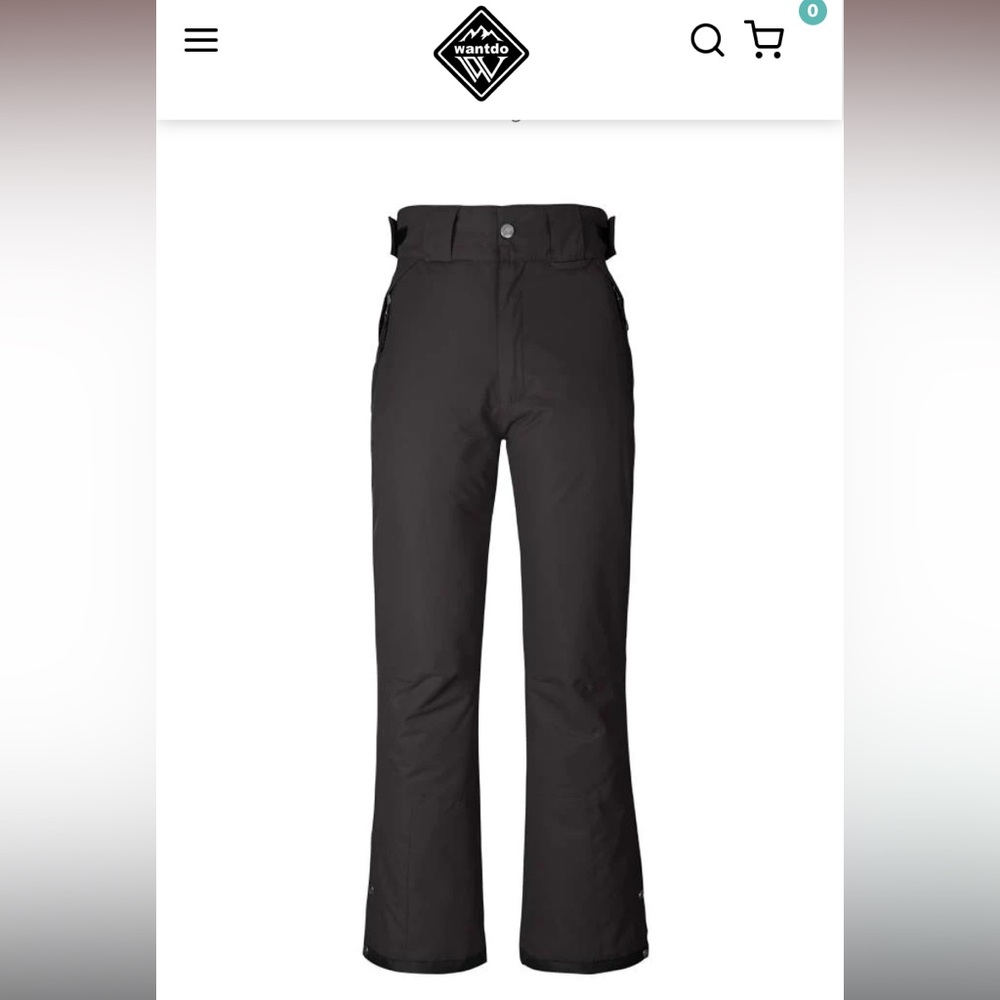 Wantdo Black Waterproof Warm Padding Insulated Outdoors Snow Pants, size L